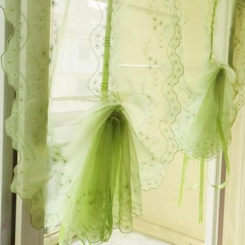Embroidered green balloon curtain for living room Finished Pull-up curtain kitchen curtain Decorative