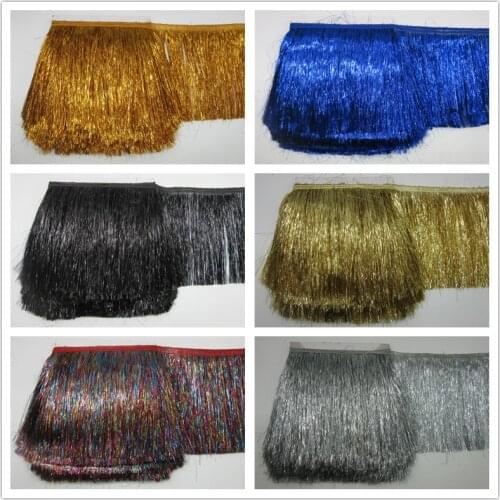 YY-tesco 10 Meter 20cm Wide Lace Fringe Trim Tassel plastic Fringe Trimming Latin Dress Stage Clothes Accessories Lace Ribbon