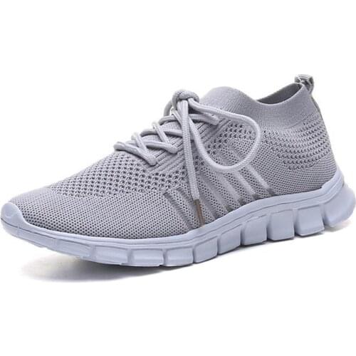 Women Casual Shoes Air Mesh Shoes Solid Shallow Sneakers Slip On Platfrom Shoes Lace up Stretch Fabric Shoes WJ010