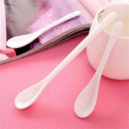 1/3PCS New Kitchen Tea Dessert Large/Small Bone Ceramic Pure White Procelain Coffee Spoon