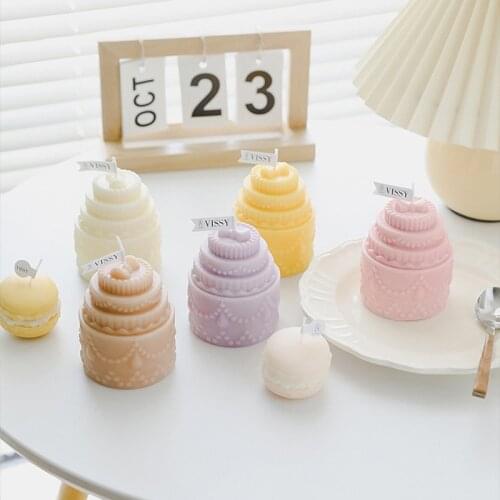 1pc Handmade Scented Soy Wax Fragrance Candle 5-Color Scented Candles Home Geometric Decoration Cake Wax Fragrance Candle 7*8cm