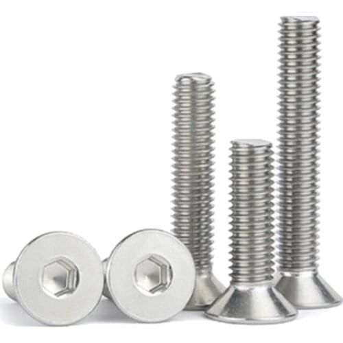 2pcs M16 countersunk head hexagon socket screw flat head bolt 30mm-65mm total length 304 stainless steel