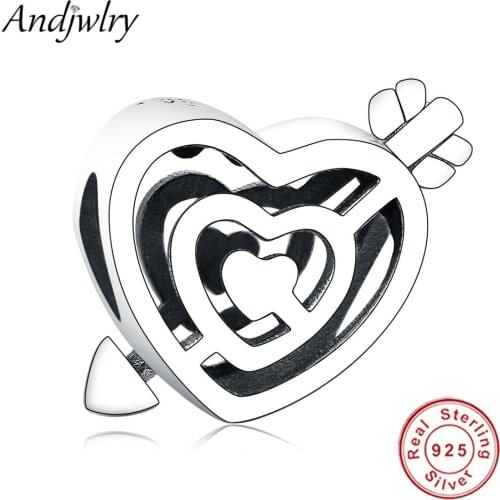 2019 Fit Original Charms Bracelets 925 Sterling Silver Arrow of Cupid Heart Beads for Making DIY Jewelry Women Berloque