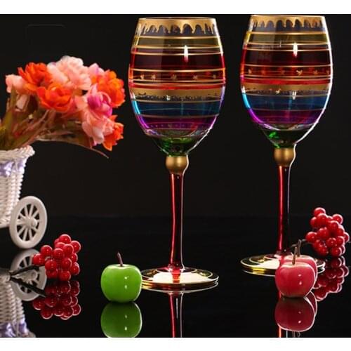 400ml Printed Wine Glasses Creative Hand Painted Champagne Cup Goblet Lead-free Glass Cup Home Bar Wedding Party Drinkware Gifts