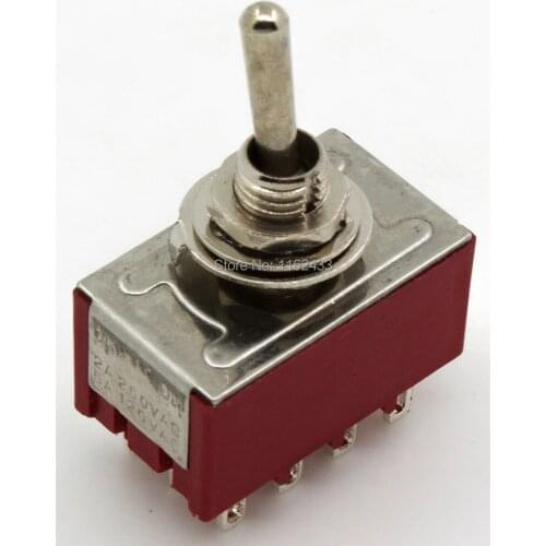 5pcs/lot MTS-402 perforate diameter 6 mm self-lock 12 pin ON - ON 4PST 2 positions toggle switch