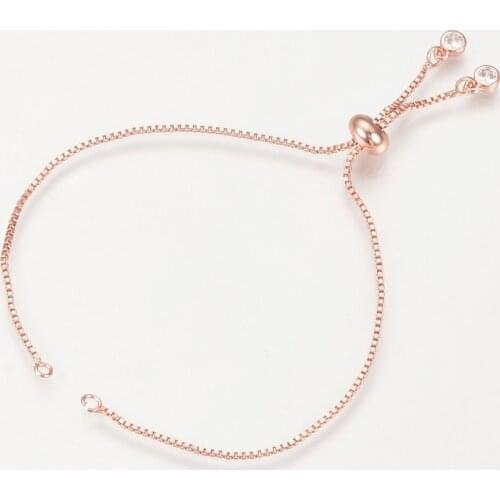 5pcs Adjustable 24CM Round Brass Slider Bracelets Long-Lasting Plated Charm Link Bracelets Making for Women DIY Jewelry Making