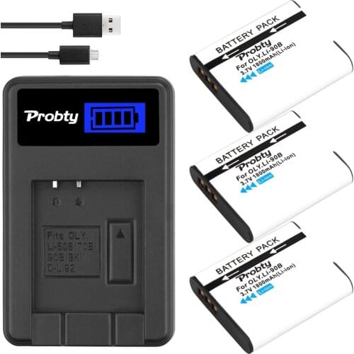 LI-90B Camera Battery+Charger For Olympus Tough TG-1 iHS TG-2 iHS TG-3 TG-4 SH50 Olympus SH-1 Olympus SH-50 iHS Olympus SH-60