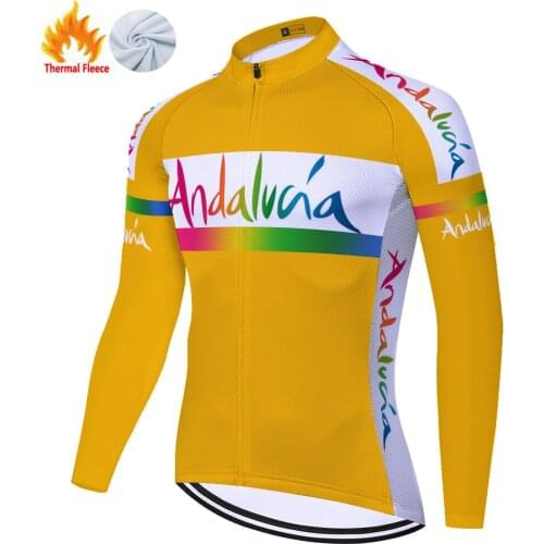 Andalucia Winter Thermal Fleece Camisa Masculina Equipos Cyclisme Homme Ropa 2021 Invierno Maillot Hombre Maglia Ciclismo Jersey