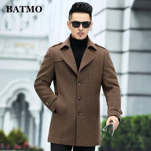 BATMO 2020 new arrival winter thicked wool trench coat men,mens wool jackets,mens wool coat,WKY-2181