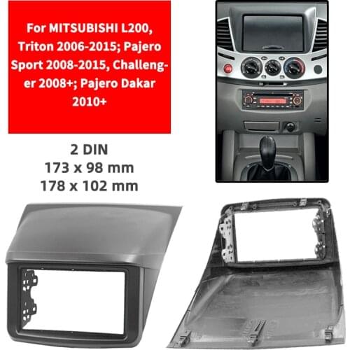 Double Din Radio Fascia for MITSUBISHI L200/ Triton/Pajero Sport/Challenger/Pajero Dakar Panel Mount Installation Trim Kit Face