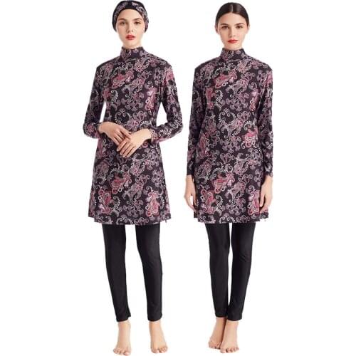 European and American Muslim Conservative Swimsuit Large Size Splicing Slim Three Piece Beach Suit Female Bathing Suit Women