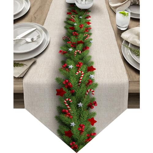 Christmas Tree Pine Needles Candy Bow Table Runners Wedding Decoration Table Cover Christmas Decorations for Home Table Cloth