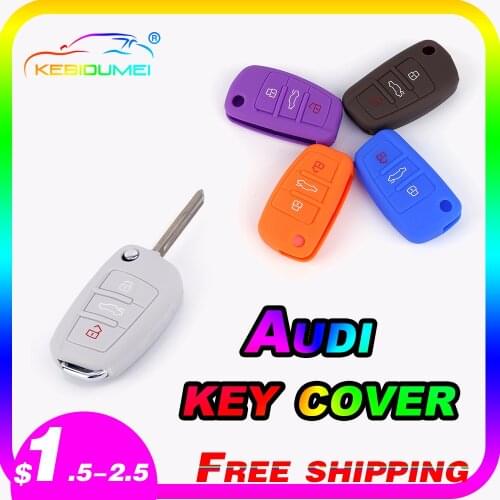 KEBIDUMEI Remote 3 Buttons Silicone Folding Flid Car Key Case Cover For Audi A2 A3 A4 A6 A6L A8 S5 Q7 TT Holder