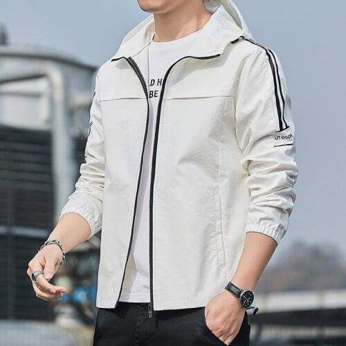 Men sports jacket summer thin casual Hoodies sun protection clothing large size mens clothing zipper Long Sleeve hooded Coats