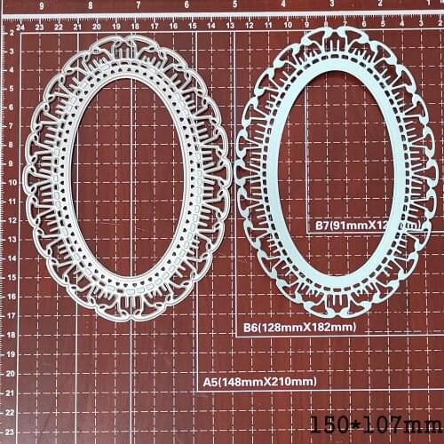 Metal Cutting Dies Etched Layer Oval Frame Background 2020 Crafts Stencil For DIY Scrapbooking Paper Cards Embossing Die