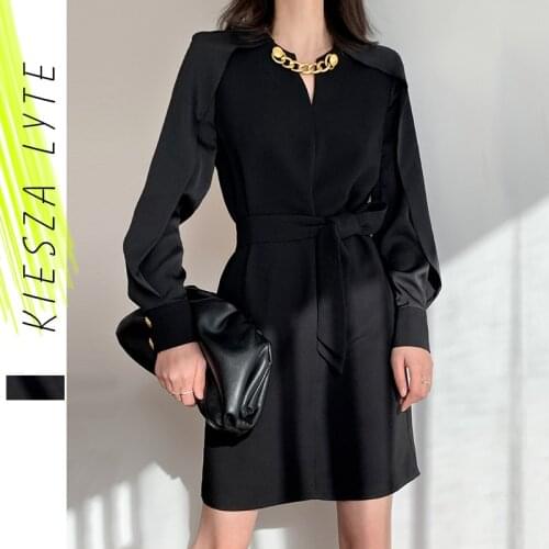 Trendy 2021 New Spring Fashion Women Elegant Blouse Dress Vintage Slim Black Mini Blouse Shirt Vestidos