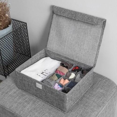Washable Bra Underwear Storage Box With Cover linen Folding Cases Necktie Socks Underwear Clothing Organizer Container