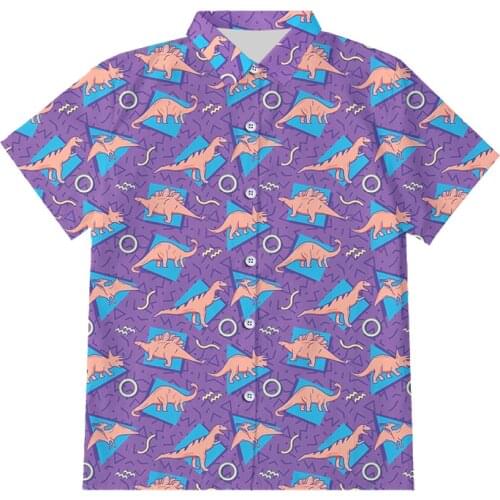 IFPD EU Size Summer Casual Button Shirts Women/men 3d Print Dinosaur Cartoon Shirt Unisex Fitness Short Sleeve Plus Size Tops