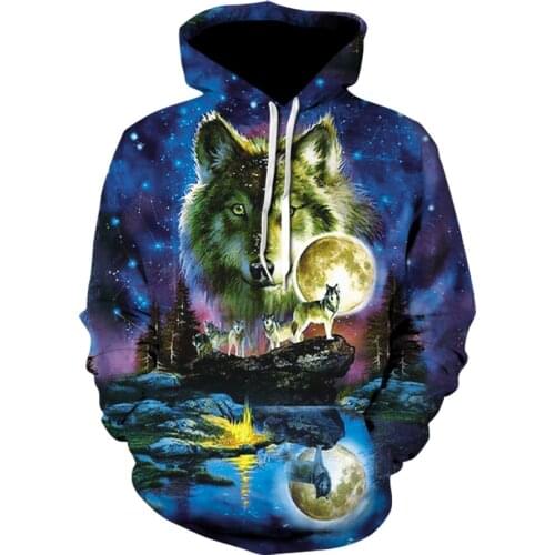 2020 Wolf hoodie men hoodie fall/winter hip hop hoodie casual brand 3D Wolf hoodie suspenders