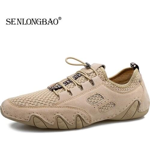 2020 Men Casual Shoes High Quality Leather Men Shoes Mesh Breathable Loafers Fashion Outdoor Sneakers Comfortable Driving Shoes