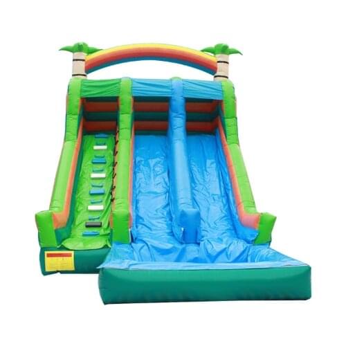Newest Outdoor customized palm tree inflatable water pool slide for kids