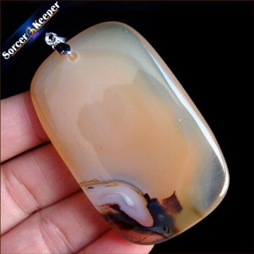 Fashion Women Man Necklace Square Natural Moss Agates Stone Pendant Slide Healing Crystals Pendants for Jewelry Making JS378