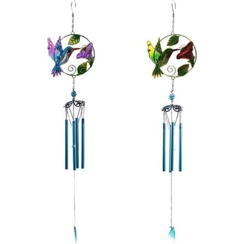 Kingfisher Wind Chime Pendant Outdoor Yard Garden Home Decoration Green Blue Painted Hanging Ornaments Children Girls Gifts
