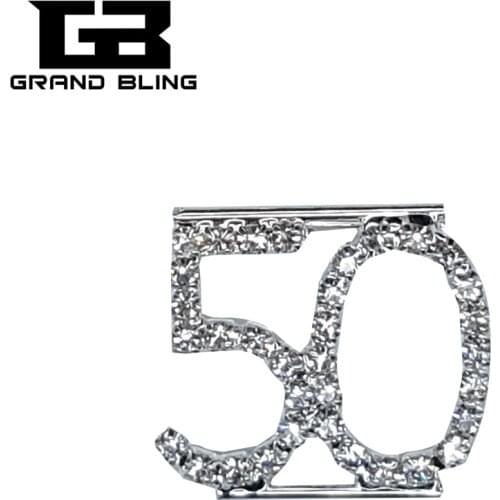 Silver Plated Rhinestone Brooch Pin Number "50" for Celebrate Day