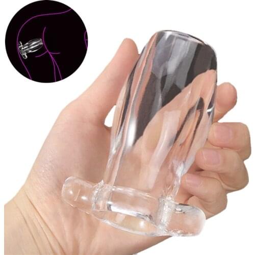 Transparent Hollow Anus Cleaning Enemator Douche Vagina Washing Anal Dilator Peep Buttplug Speculum Adult Sex Toys For Couples
