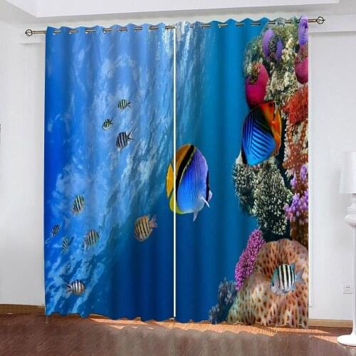 Luxury Blackout 3D Window Curtains For Living Room Bedroom blue ocean curtains 3d stereoscopic curtains