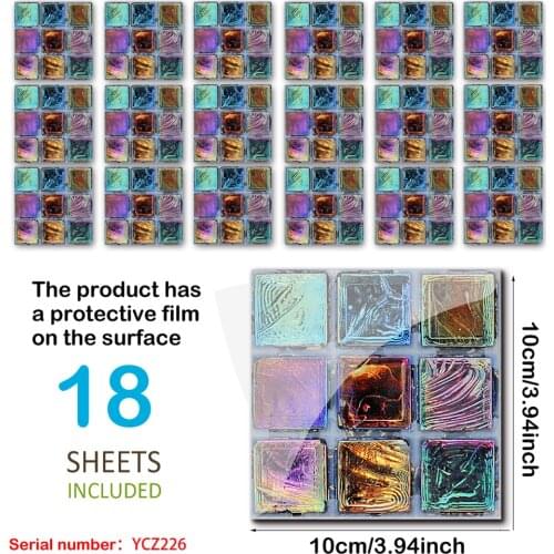 Mosaic Tile Wall Sticker DIY Self-adhesive Floor Wall Stickers For Bathroom Kitchen Decoration