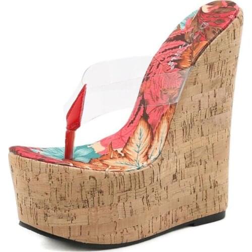 Women Fashion High Heels Female Shoes Jelly Slippers Summer shoes PVC Transparent Peep Toe Platform Wedges Slippers Sandals