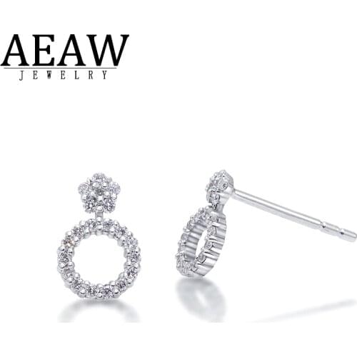 Passed Diamond Test Excellent Moissanite Ear Studs Full Drill Wedding Luxury Jewelry Solid 14K White Gold