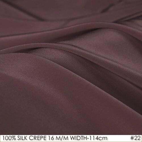 SILK CREPE DE CHINE 114cm width 16momme/100% Pure Mulberry Silk Matt Color Women Evening Dress Fabric Dark RosyBrown NO 22