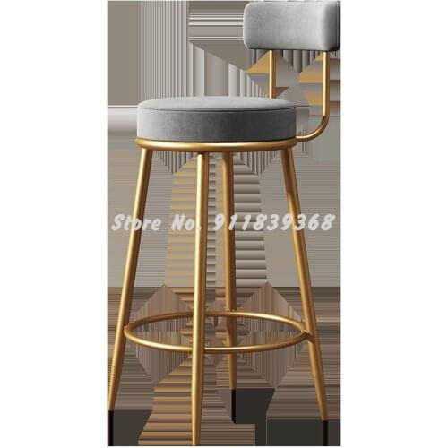 Nordic Bar Chair Luxury Home Front Desk Gold Bar Stool Modern Simple High Chair Back Bar Stool