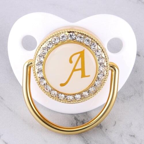 0-12 Months Luxury Baby Pacifier BlingBling Initials Letter Pacifier with Rhinestones Orthodontic Dummy Crystal Nipple