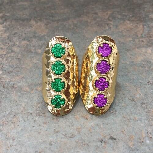 BOROSA Rainbow Titanium Band Ring Equidistant Four Round Aqua Blue Gems Engagement Ring Dropshipping ZG0351