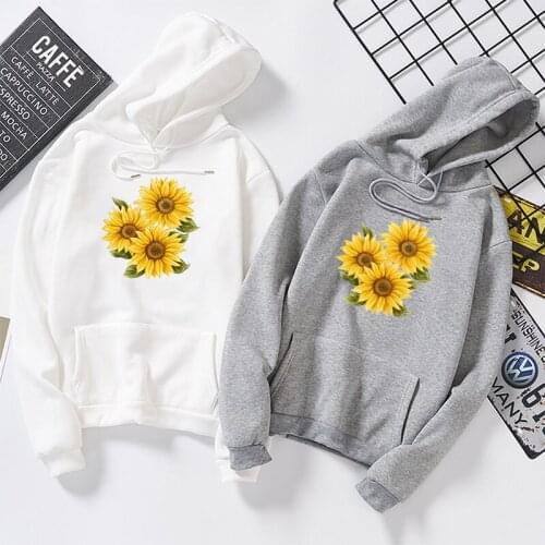 Sweet Hoodies Sweatshirt Women Harajuku Streetwear Sunflower Print Hoodie Winter Women Fashion Clothes Pullovers