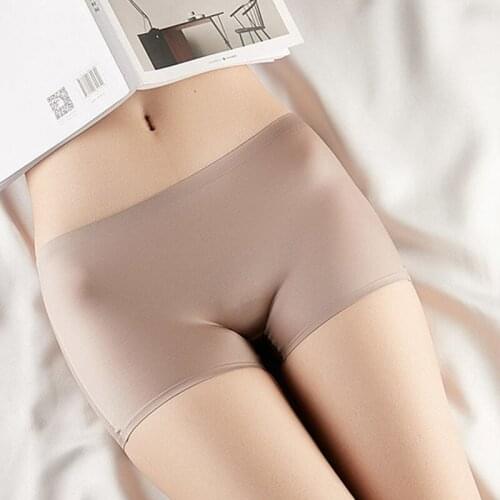 Womens Ice Silk Summer Safety Short Panties Underpant Seamless Anti-glare Ladies Pants Girl Boxer Briefs Cozy Female Underwear