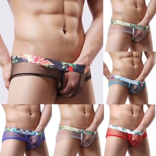 Mens Underwear Men Sexy Mesh Panties Thongs Breathable Briefs Sexy Light Triangular Underpants Gay Slip Homme Srting