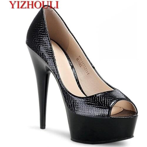 Platform Peep Toe Pumps for Women Party 6 inch High heels Shoes 15cm black sexy Exotic Dancer shoes