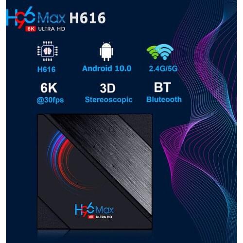 20PCS Android 10 TV Box H96 Max Allwinner H616 Quad Core 4GB 32GB 64GB 2.4G&5G Dual Wifi BT Ultra HD Smart Media Player