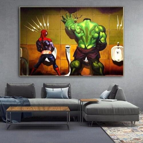 Funny Hulk Avengers Poster Canvas Painting Marvel Poster Prints Hulk Captain America Superman Family Wall Art Kids Birthday Gift