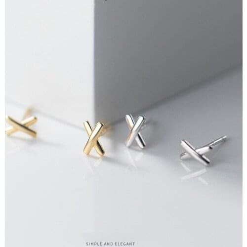 VENTFILLE 925 Sterling Silver Cross Letter X Stud Earrings For Women Minimalist Birthday Gift Party Jewelry 2021 New