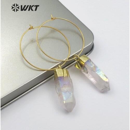 WT-E493 New Arrival Trendy Style Natural Quartz Stone Earrings Irregular Dangling Exquisite Female Earrings