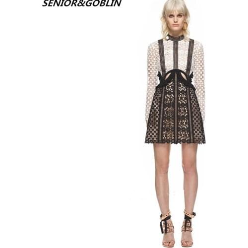 2019 new arrival autumn embroidery long sleeve colorful lace dress high quality runway women self portrait dress party vestidos