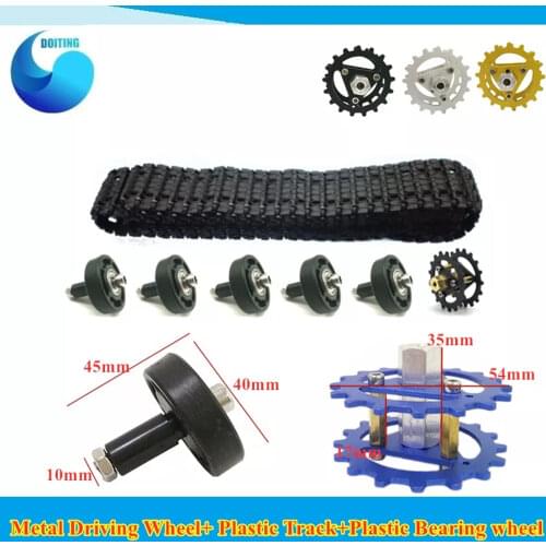 1 set Wheel Set For 37mm Motor Plastic Track+Rubber Bearing Wheel+Metal Driving Wheel for YP100 Tank Chassis DIY RC Toy Parts