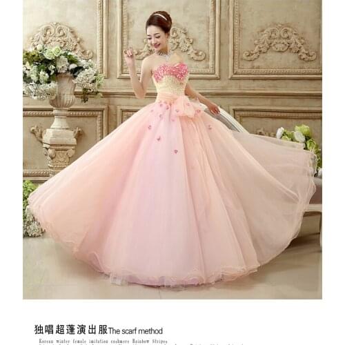100%real beading pink small flower solo long ball gown Medieval dress Renaissance gown princess cosplay Victorian Belle Ball