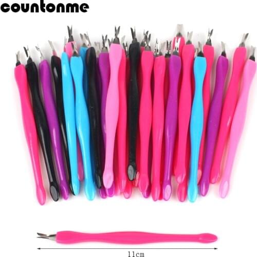 100Pcs Stainless Steel Nail Cuticle Pusher For Trimming Dead Skin Remover Nail Art Fork Nipper Pusher Trimmer Manicure Tools