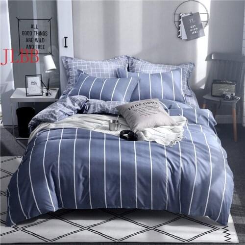 2020 new bedding set modern duvet cover grey stripe home 1/3/4pcs bed set flat sheet Adult bedcloth grid bed linen RU family set